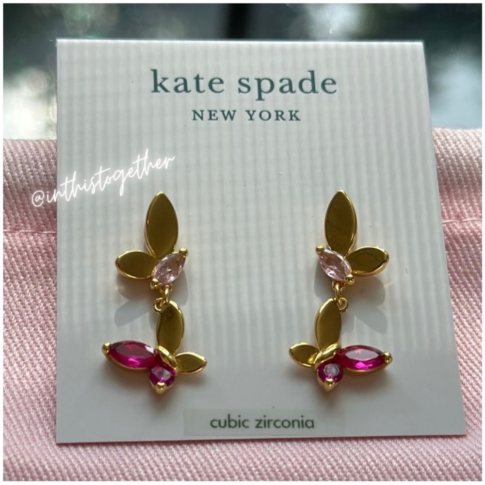 RESERVED! $68 NWT Kate Spade Social Butterfly Drop Earrings - Picture 2 of 6